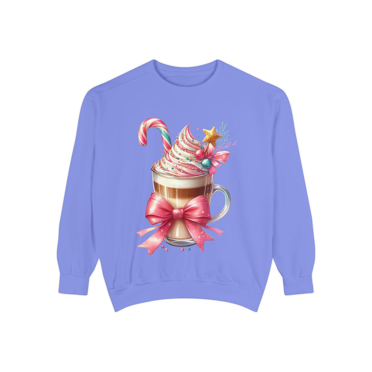 Holiday Hot Cocoa Sweatshirt — Festive Candy Cane Latte Design