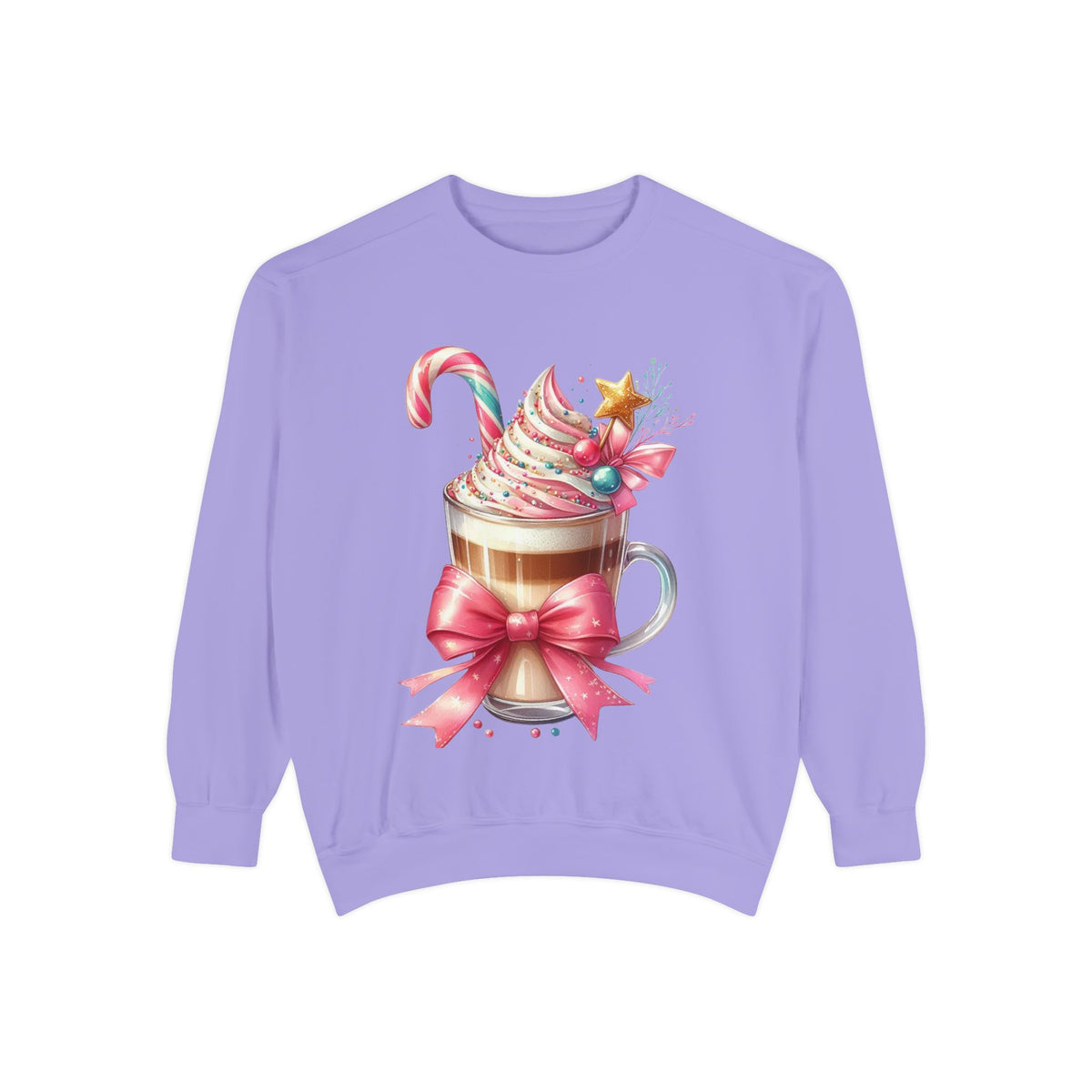 Holiday Hot Cocoa Sweatshirt — Festive Candy Cane Latte Design