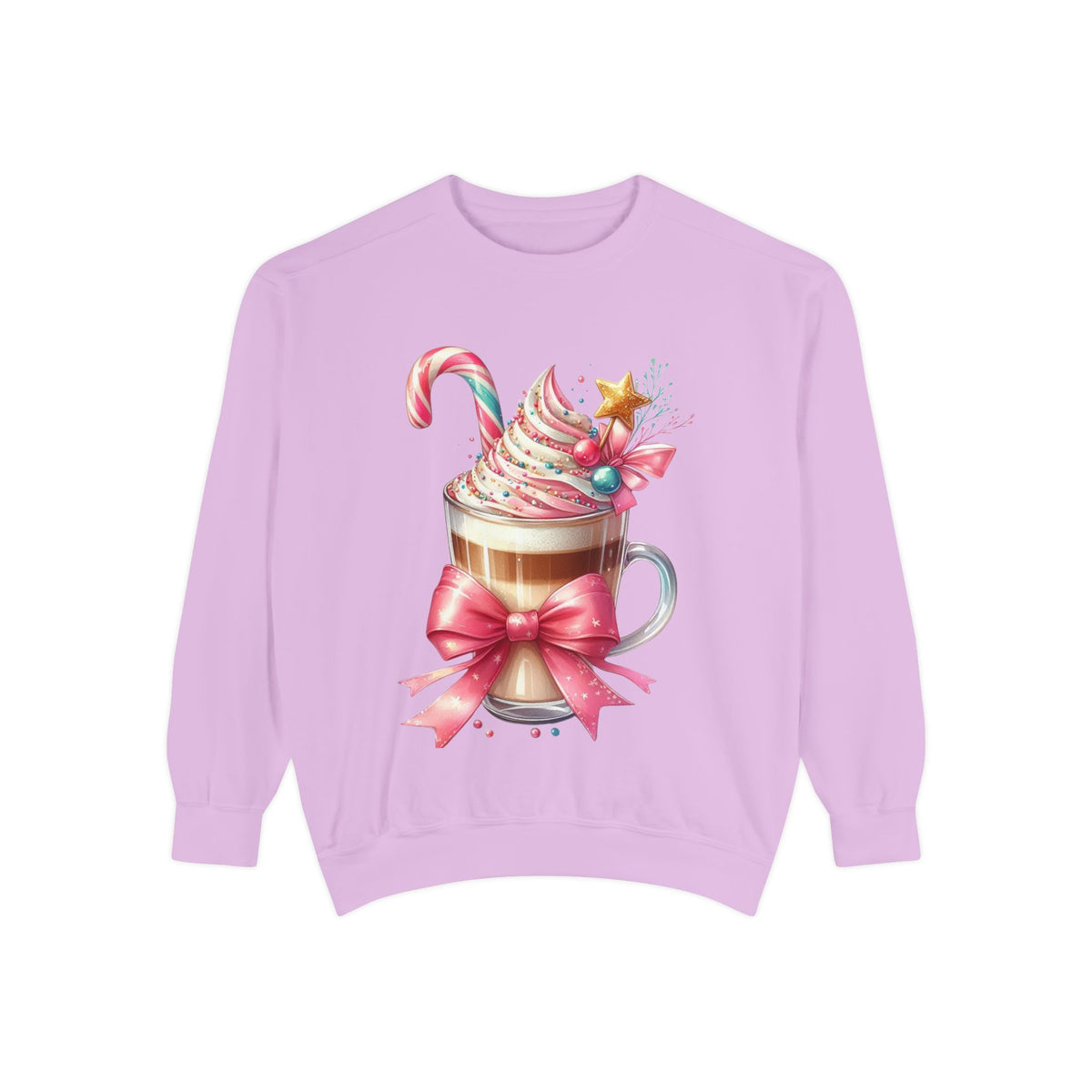 Holiday Hot Cocoa Sweatshirt — Festive Candy Cane Latte Design