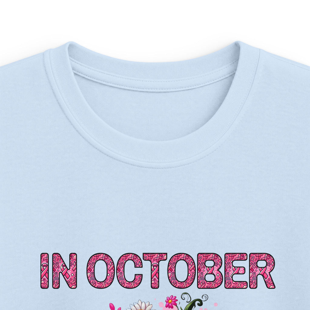 Kids Tee — "In October We Wear Pink" Breast Cancer Awareness Pumpkin Design