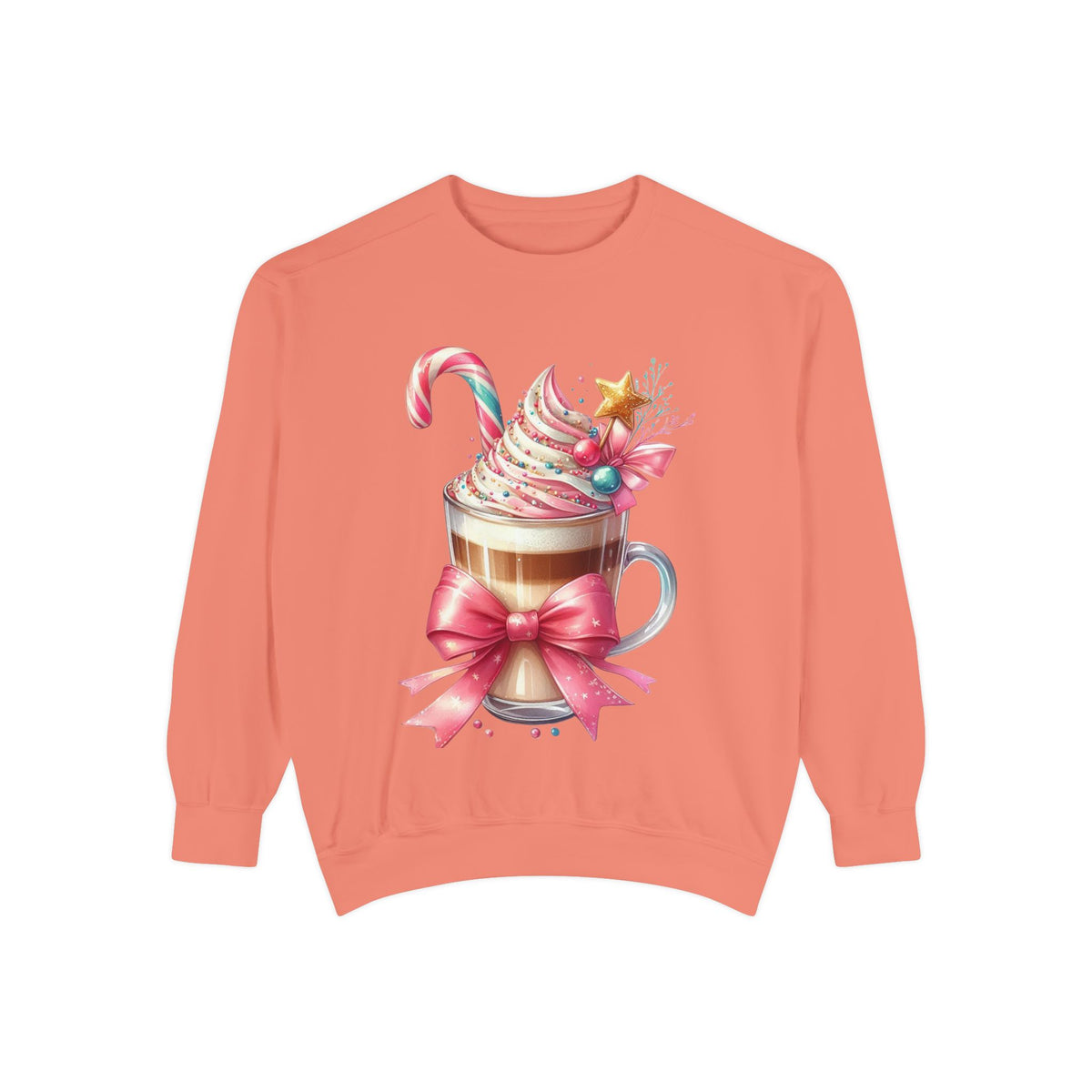Holiday Hot Cocoa Sweatshirt — Festive Candy Cane Latte Design