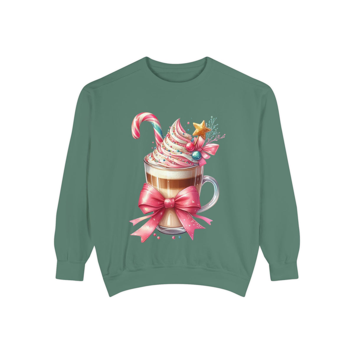 Holiday Hot Cocoa Sweatshirt — Festive Candy Cane Latte Design