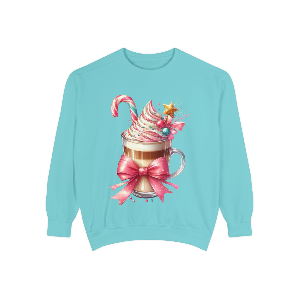 Holiday Hot Cocoa Sweatshirt — Festive Candy Cane Latte Design