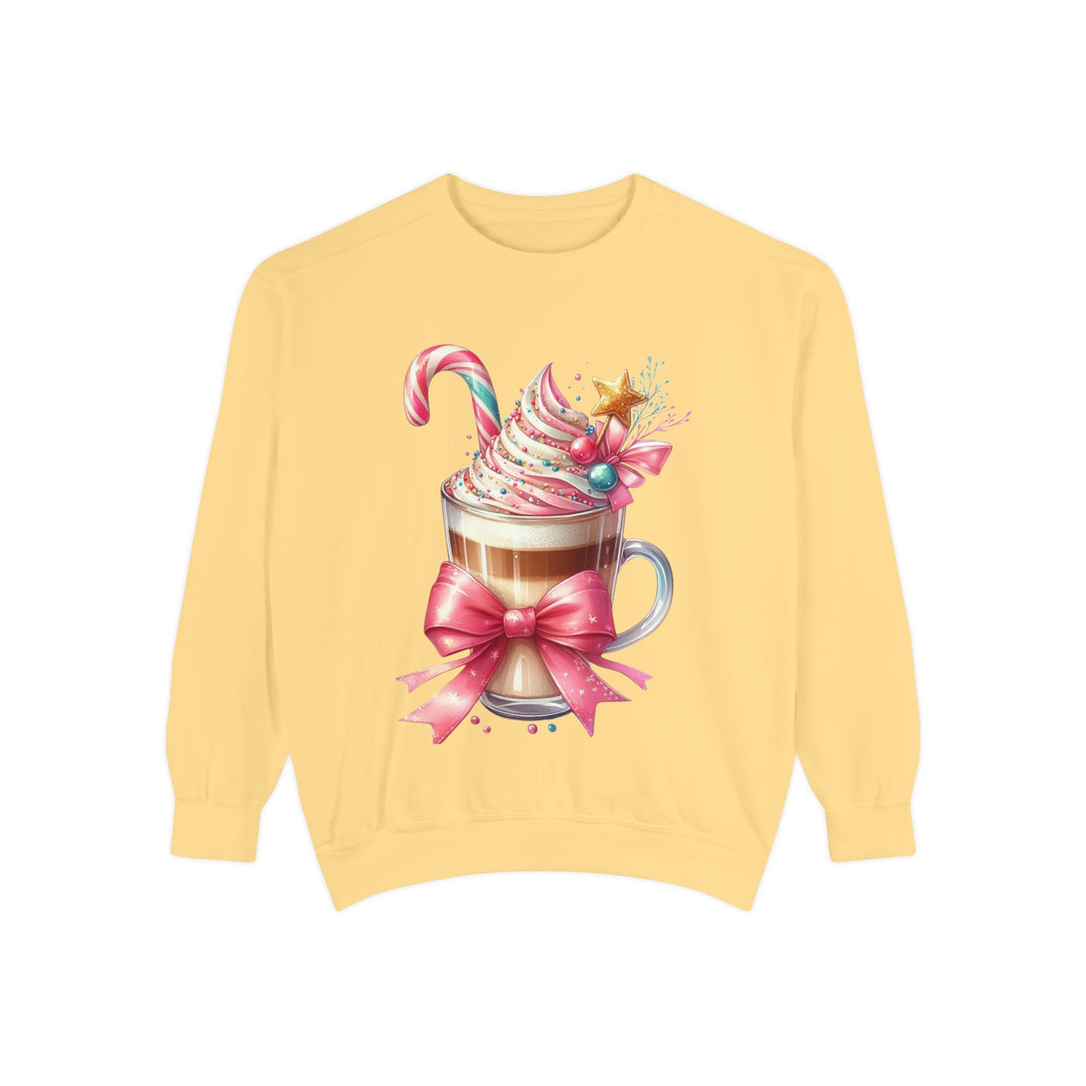 Holiday Hot Cocoa Sweatshirt — Festive Candy Cane Latte Design