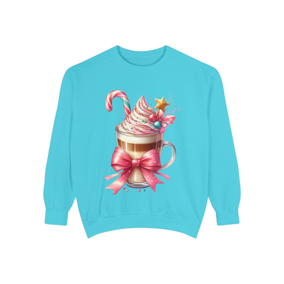 Holiday Hot Cocoa Sweatshirt — Festive Candy Cane Latte Design